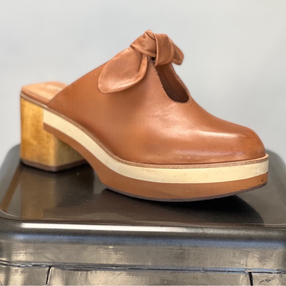 BERNARDO SADIE Leather platform knot bow mule clogs|sz 9 - Picture 5 of 10